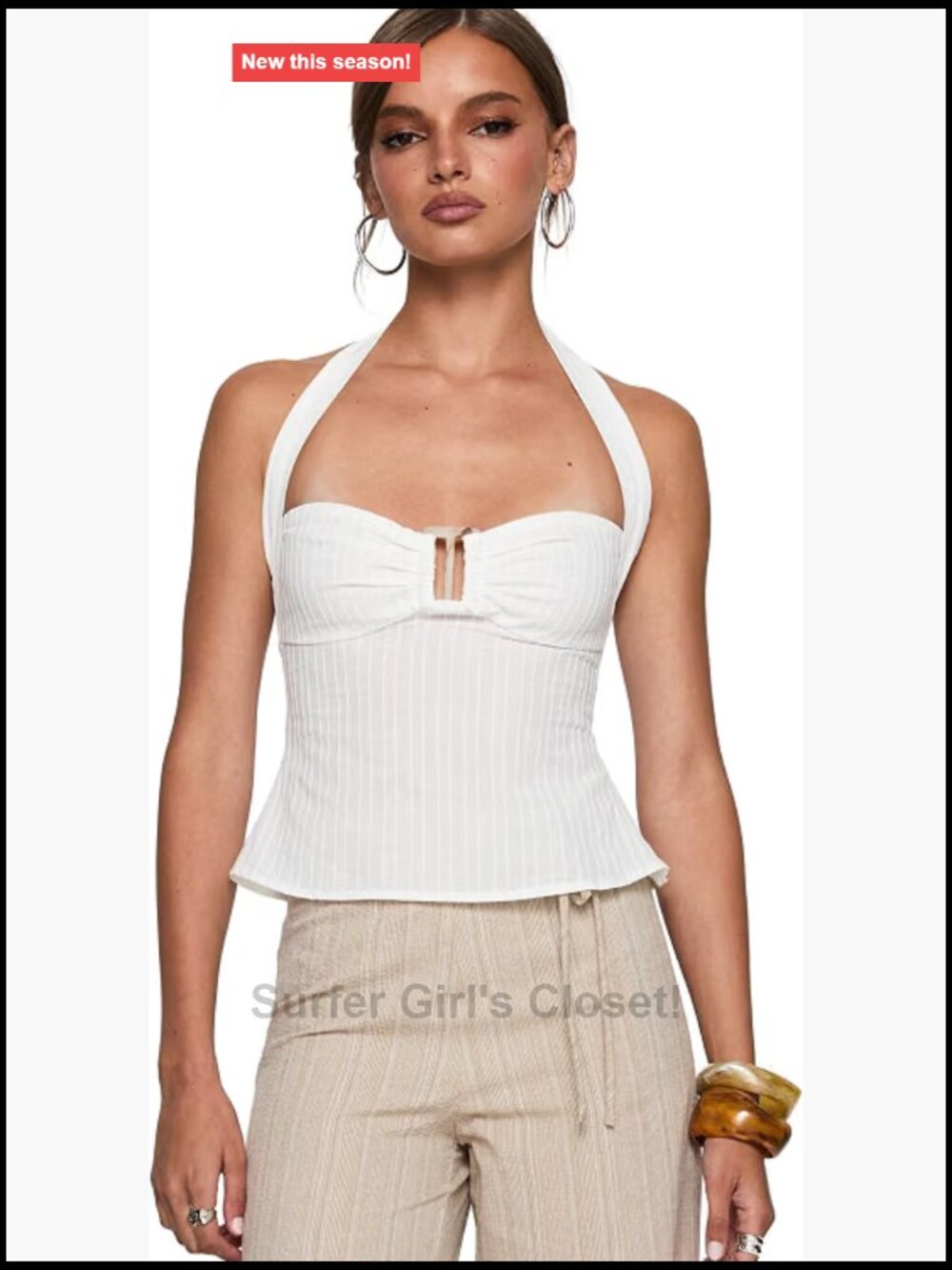 Women's Halter Top Ruched Bust Adjustable Straps Cotton